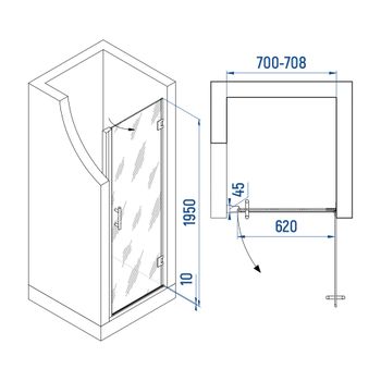 Душевая дверь INRAIN MIT-011 /  70х195 / Чёрный / Прозрачное / 8 мм — фото 1, Распашные душевые двери