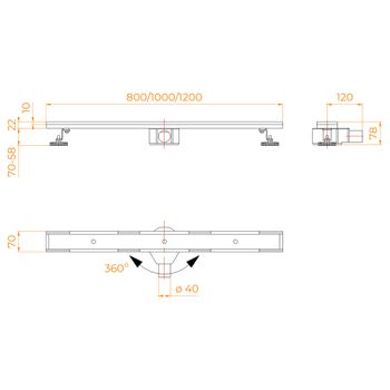 Душевой трап RGW SDR-08-80 прямой 800 хром Ø 50 мм сифон + ножки, под плитку — фото 5, Трапы для душа