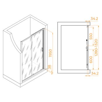 Душевая дверь 130*195 RGW PA-14 B Чёрный/Прозрачное/6 мм (EasyClean) — фото 2, Раздвижные душевые двери