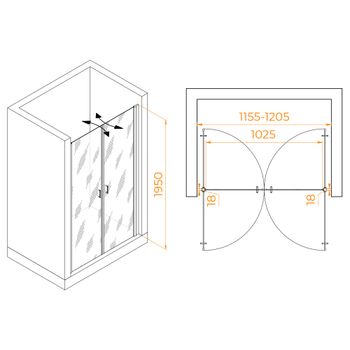 Душевая дверь 120*195 RGW PA-104-B Чёрный/Прозрачное/6 мм (EasyClean) — фото 3, Распашные душевые двери
