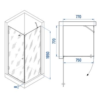 Душевой уголок INRAIN MIT-034 /  80х 80х195 / квадрат / Хром / Прозрачное / 8 мм — фото 1, Квадратные душевые уголки
