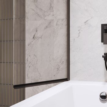 Шторка на ванну INRAIN MC-009 /  70х150 / Чёрный / Прозрачное / 6 мм — фото 3, Шторки для ванной распашные