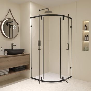 Душевой уголок  90*90*185 RGW CL-55-B Полукруг/Чёрный/Прозрачное/6 мм — фото 2, Душевые уголки четверть круга