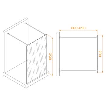 Душевая перегородка INRAIN MONT-016 / 120х195 / Хром / Прозрачное / 8 мм — фото 2, Душевые перегородки