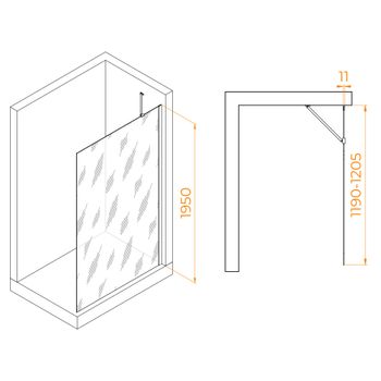 Душевая перегородка 120*195 RGW WA-102-W Белый/Прозрачное/6 мм (Easy) — фото 3, Душевые перегородки