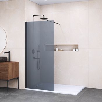 Душевая перегородка 130*195 RGW WA-010 B Чёрный/Тонированное(серое)/8 мм — фото 1, Душевые перегородки