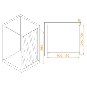 Душевая перегородка INRAIN MONT-010 / 110х195 / Белый / Прозрачное / 8 мм — фото 2, Душевые перегородки
