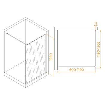 Душевая перегородка 120*195 RGW WA-002-W Белый/Прозрачное/6 мм (Easy) — фото 3, Душевые перегородки