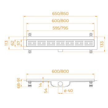 Душевой лоток Drain Leo-10-80 прямой 800 хром Ø 40 мм на ножках — фото 4, Душевые лотки