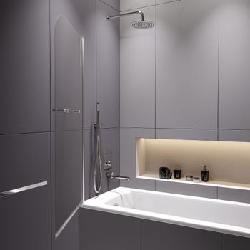 Шторка на ванну  80*140 RGW SC-114 Хром/Прозрачное/6 мм (Easy) — фото 3, Шторки для ванной распашные