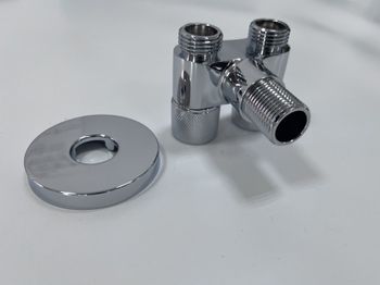 Угловой кран двойной  INR05105 Хром (для холодной воды) — фото 3, Гигиенические души