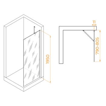 Душевая перегородка  80*195 RGW WA-102 Хром/Прозрачное/6 мм (Easy) — фото 3, Душевые перегородки