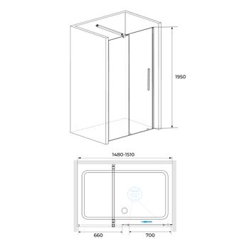 Душевая дверь 150*195 RGW TO-18 B Чёрный/Прозрачное/6 мм — фото 2, Раздвижные душевые двери