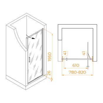 Душевая дверь  80*195 RGW SV-05-B Чёрный/Black Smart Line/8 мм (Easy) — фото 6, Складные душевые двери