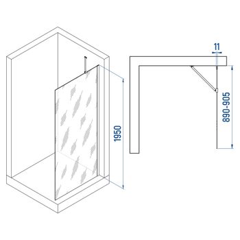 Душевая перегородка INRAIN MONT-102 /  90х195 / Хром / Прозрачное / 6 мм — фото 2, Душевые перегородки