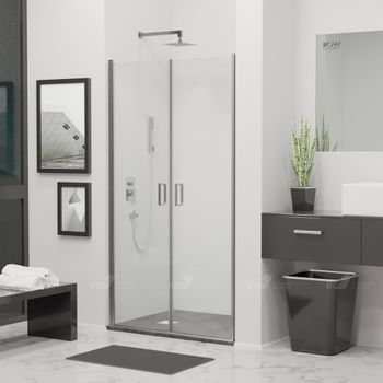 Душевая дверь 100*195 RGW LE-06 Хром/Прозрачное/6 мм (Easy) — фото 2, Распашные душевые двери