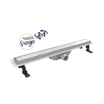 Душевой лоток Drain Leo-41-60 прямой 600 хром Ø 40 мм на ножках, с переходником 40/50 — фото 1, Душевые лотки