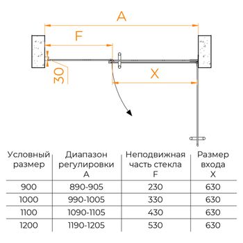 Душевая дверь 110*195 RGW HO-012-B Чёрный/Прозрачное/8 мм — фото 4, Распашные душевые двери