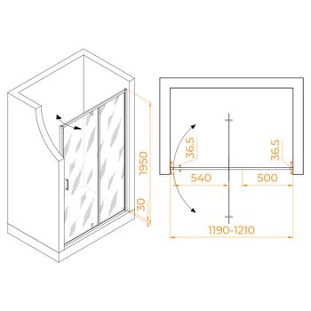 Душевая дверь 120*195 RGW LE-103 Хром/Прозрачное/6 мм — фото 3, Распашные душевые двери