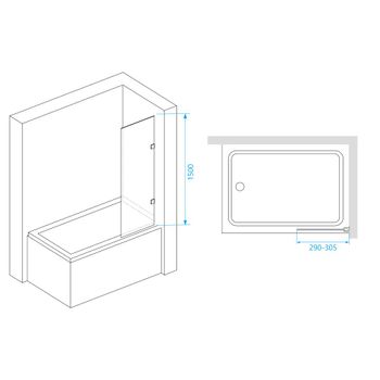 Шторка на ванну  30*150 RGW SC-056-2 Хром/Прозрачное/8 мм (EasyClean) — фото 3, Неподвижные шторки для ванной