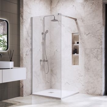 Душевая перегородка INRAIN MONT-001 / 110х195 / Хром / Прозрачное / 10 мм — фото 1, Душевые перегородки