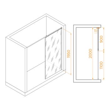 Душевая перегородка  90*195 RGW WA-033 Хром/Прозрачное/6 мм (Easy) — фото 3, Душевые перегородки