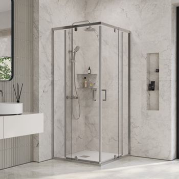 Душевой уголок INRAIN VIN-038 /  80-90х80-90х195 / квадрат / Хром / Прозрачное / 6 мм — фото 1, Квадратные душевые уголки