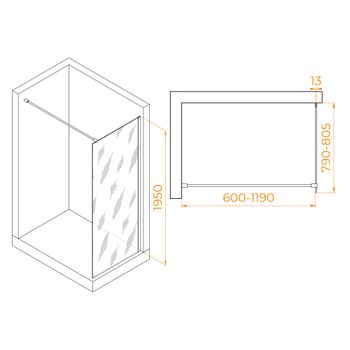 Душевая перегородка  80*195 RGW WA-010-W Белый/Прозрачное/8 мм — фото 3, Душевые перегородки