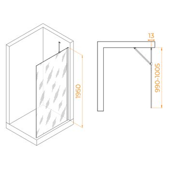 Душевая перегородка 100*195 RGW WA-110 Хром/Прозрачное/8 мм — фото 3, Душевые перегородки