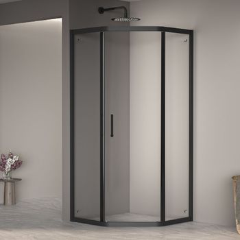 Душевой уголок 100*100*195 RGW PA-86-B Трапеция/Чёрный/Прозрачное/6 мм — фото 2, Душевые уголки трапеция