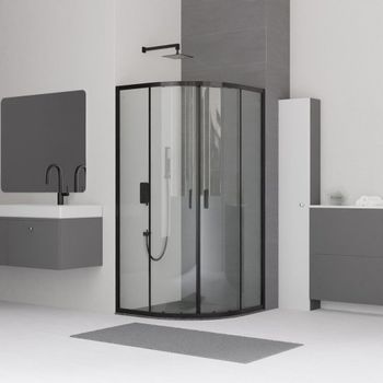 Душевой уголок  90*90*185 RGW CL-54-B Полукруг/Чёрный/Прозрачное/5 мм — фото 2, Душевые уголки четверть круга