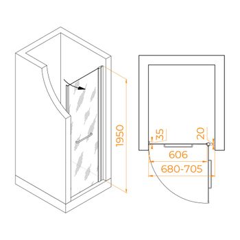 Душевая дверь  70*195 RGW PA-103-B Чёрный/Прозрачное/6 мм (EasyClean) — фото 3, Распашные душевые двери