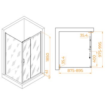 Душевой уголок  90*100*185 RGW PA-145 Прямоуг./Хром/Прозрачное/6 мм (Easy) — фото 2, Прямоугольные душевые уголки