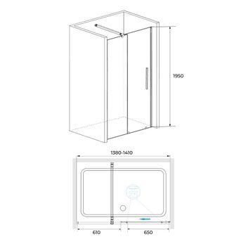 Душевая дверь 140*195 RGW TO-18 B Чёрный/Прозрачное/6 мм — фото 3, Раздвижные душевые двери