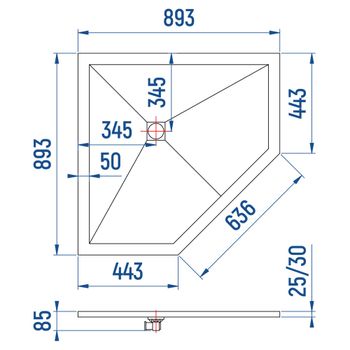 Душевой поддон IN T-9090 графит Трапеция 90*90 — фото 6, Душевые поддоны из искусственного камня