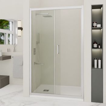 Душевая дверь INRAIN VIN-016 / 140х195 / Хром / Прозрачное / 6 мм — фото 2, Раздвижные душевые двери