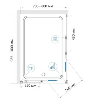 Душевой уголок  80*100*185 RGW CL-44 Прямоуг./Хром/Прозрачное/5 мм — фото 3, Прямоугольные душевые уголки