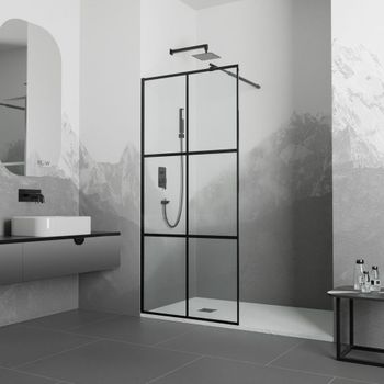 Душевая перегородка  90*200 RGW WA-011-B Чёрный/Прозрачное(Принт)/8 мм — фото 3, Душевые перегородки