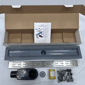 Душевой лоток Drain Leo-20-80 прямой 800 хром Ø 50 мм на ножках, сифон — фото 7, Душевые лотки