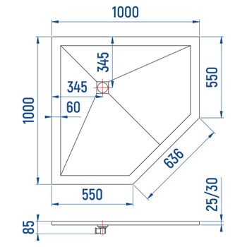 Душевой поддон IN T-100100 графит Трапеция 100*100 — фото 6, Душевые поддоны из искусственного камня