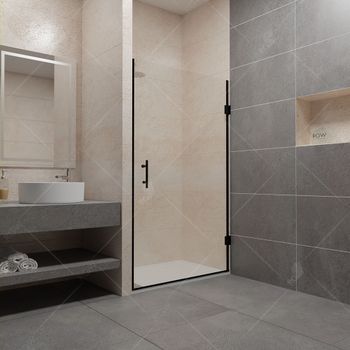 Душевая дверь RGW Passage PA-06B 80 41080608-54 профиль Черный стекло шиншилла — фото 3, Распашные душевые двери