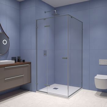 Душевой уголок 100*100*200 RGW SV-030-Gr Квадрат/Серый/Прозрачное/8 мм (2 уп.) — фото 1, Квадратные душевые уголки