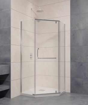 Душевой уголок INRAIN VIN-081 /  80х 80х195 / Трапеция / Хром / Прозрачное / 6 мм — фото 1, Душевые уголки трапеция