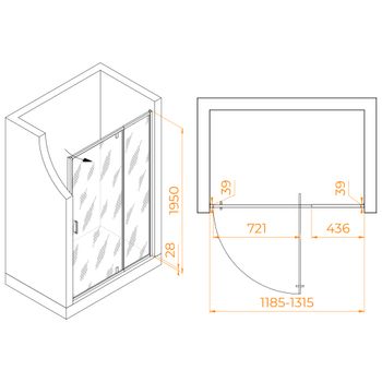 Душевая дверь 120-130*195 RGW PA-008 Чёрный/Матовое/6 мм (Easy) — фото 5, Распашные душевые двери