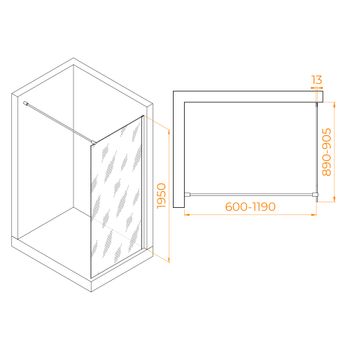 Душевая перегородка INRAIN MONT-010 /  90х195 / Белый / Прозрачное / 8 мм — фото 2, Душевые перегородки