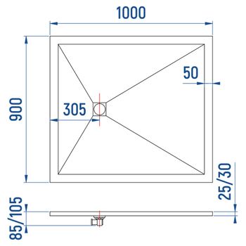 Душевой поддон IN-90100 графит Прямоугольный 90*100 — фото 6, Душевые поддоны из искусственного камня