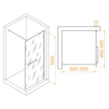 Душевая перегородка  90*195 RGW WA-040 Хром/Прозрачное/8 мм (Easy) — фото 2, Душевые перегородки