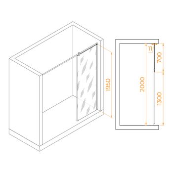 Душевая перегородка  70*195 RGW WA-033 Хром/Прозрачное/6 мм (Easy) — фото 2, Душевые перегородки