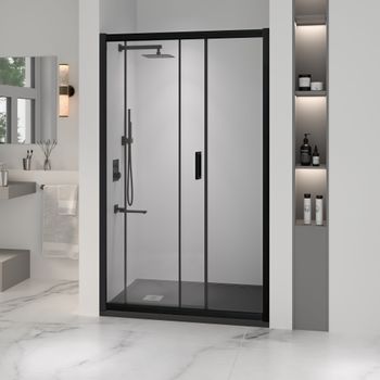 Душевая дверь INRAIN VIN-016 / 140х195 / Чёрный / Прозрачное / 6 мм — фото 2, Раздвижные душевые двери