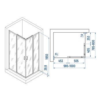Душевой уголок INRAIN VIN-040 /  80х100х195 / Прямоуг. / Хром / Прозрачное / 6 мм — фото 4, Прямоугольные душевые уголки